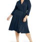 Charter Club Women's V Neck Belted Dress Blue Size 4X