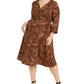 Charter Club Women's Plus Reversible Tie Waist Dress Brown Size 4X