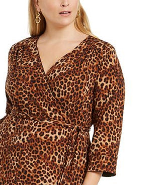 Charter Club Women's Plus Reversible Tie Waist Dress Brown Size 4X