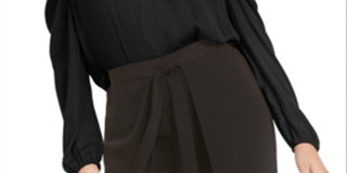 Bar III Women's Long Sleeve V Neck Top Black Size Large