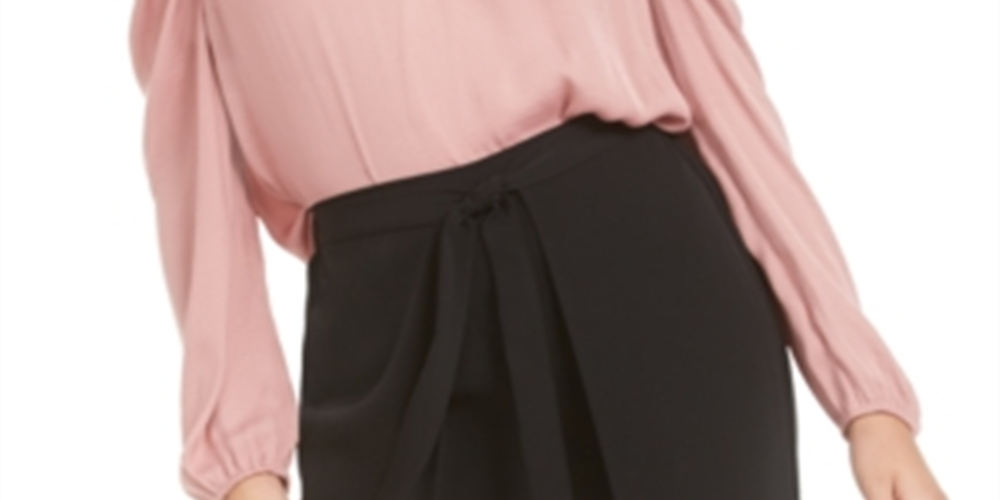 Bar III Women's Key Hole V Neck Blouse Pink Size Medium