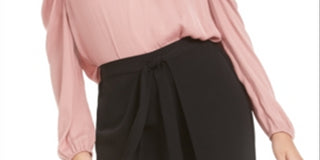 Bar III Women's Key Hole V Neck Blouse Pink Size Medium