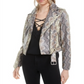 Bar III Women's Faux Leather Snake Print Leather Jacket Pink Size Medium