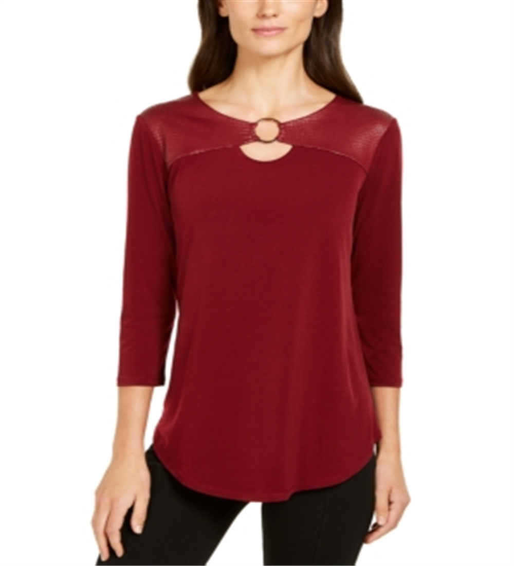 JM Collection Women's Keyhole Top Red Size Medium