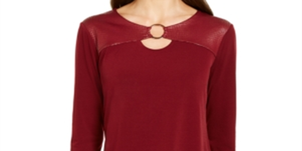 JM Collection Women's Keyhole Top Red Size Medium