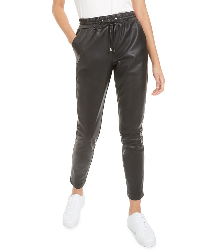 Bar III Women's Faux Leather Pants Black Size Large