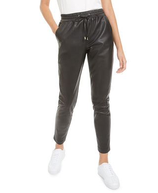 Bar III Women's Faux Leather Lounge Pants Black Size X-Large