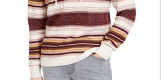 American Rag Men's Striped Henley Hoodie Red Size Small