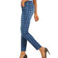 INC International Concepts Women's Plaid Skinny Jeans Blue Size 18