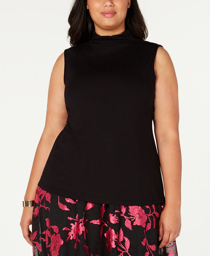 Alfani Women's Sleeveless Mock Neck Top Black Size 3X