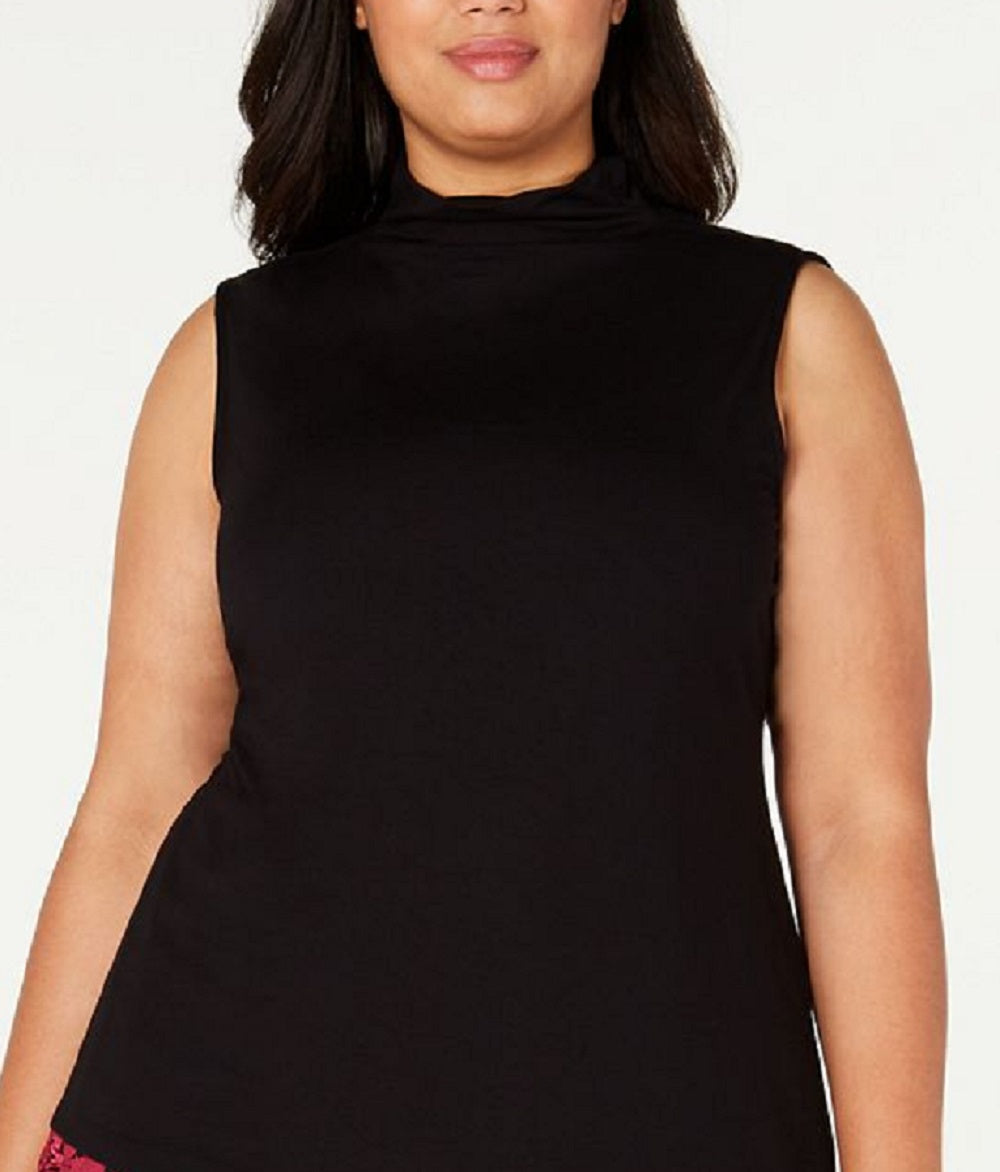 Alfani Women's Sleeveless Mock Neck Top Black Size 3X