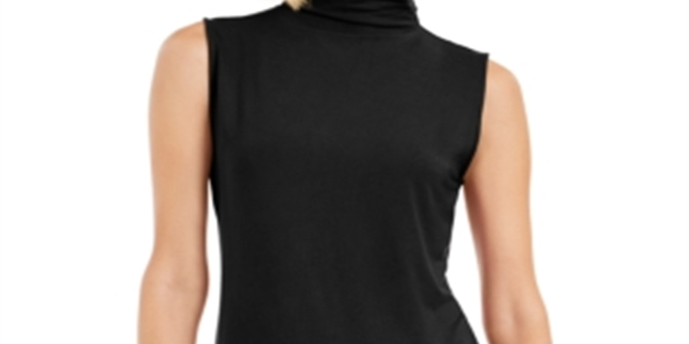 Alfani Women's Mock Neck Sleeveless Top Black Size Petite
