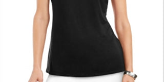 Alfani Women's Mock Neck Sleeveless Top Black Size Petite