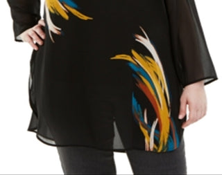 Alfani Women's Printed Tunic Blouse Yellow Size 1X