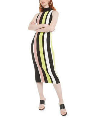 Bar III Women's Striped Sweater Dress Black Size X-Large