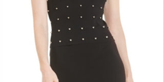 Bar III Women's Beaded Sleeveless Square Neck Tank Top Black Size XX-Large