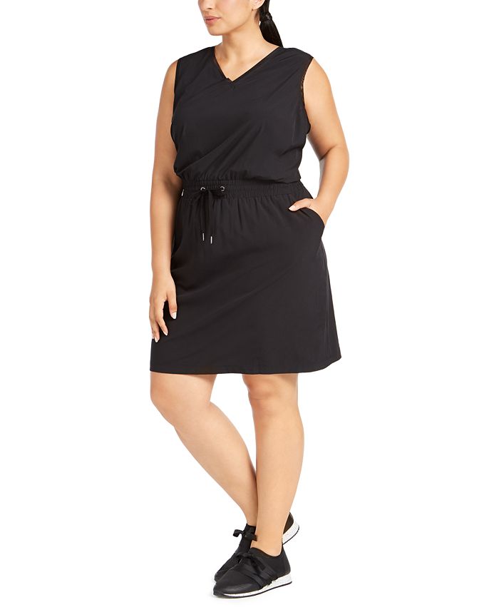 Ideology Women's Plus Sleeveless Drawstring Waist Dress Black Size 3X