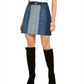 INC International Concepts Women's Denim Patchwork Mini Skirt Blue Size 0