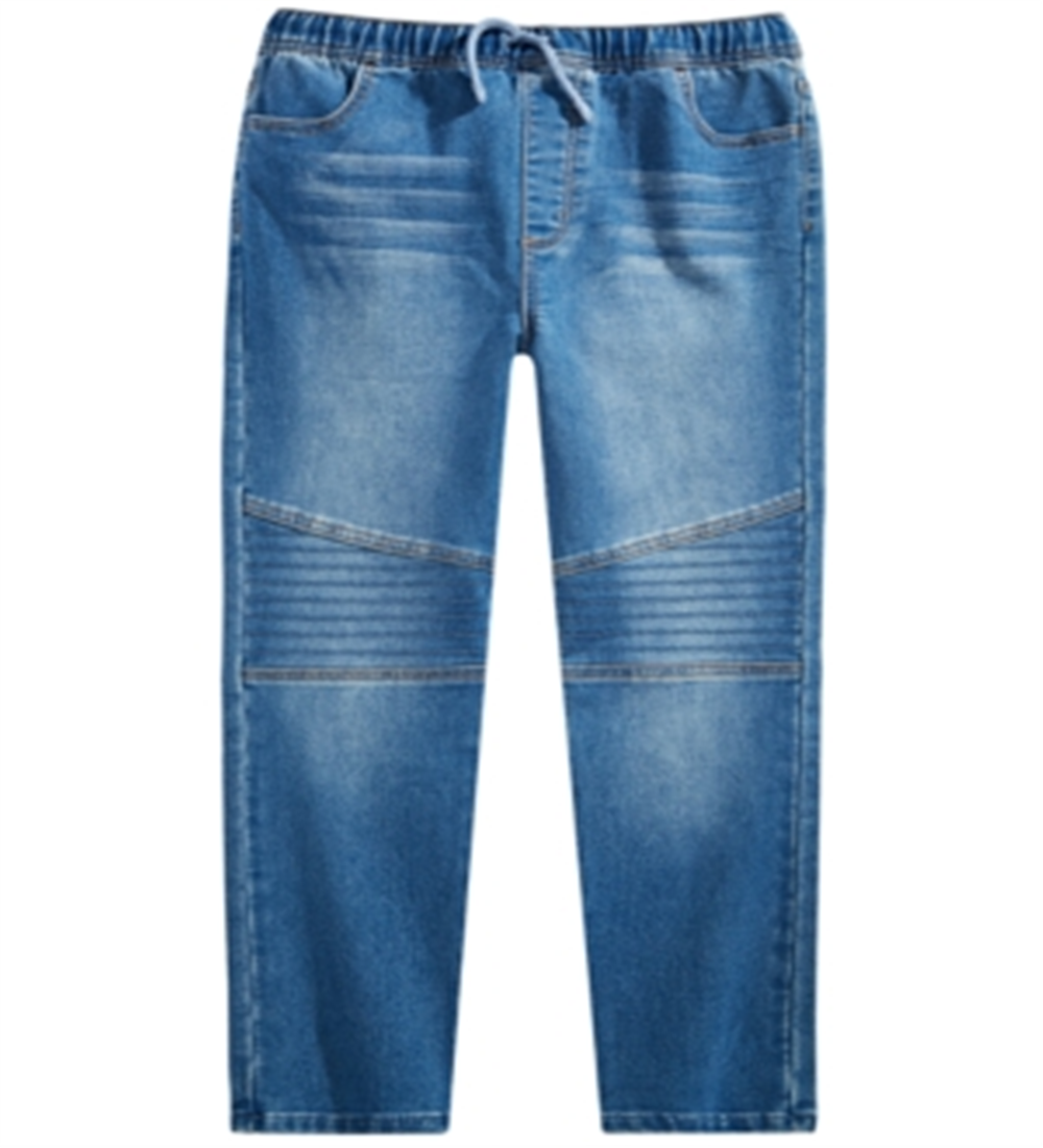 Epic Threads Big Boy's Slim Straight Drawstring Waist New Moto Denim Pant Blue Size Medium