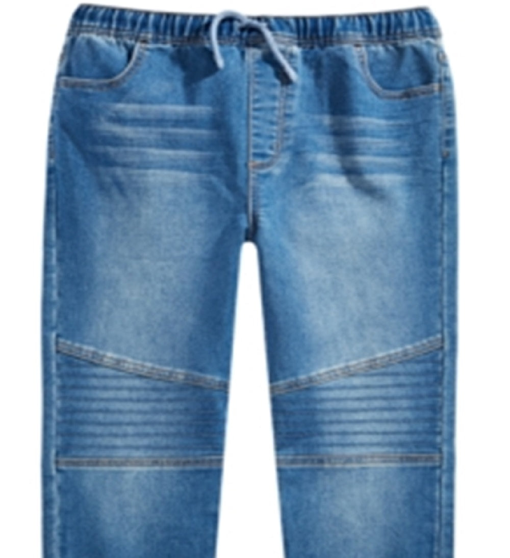 Epic Threads Big Boy's Slim Straight Drawstring Waist New Moto Denim Pant Blue Size Medium