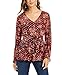 STYLE & COMPANY Women's Burgundy Tie Floral Long Sleeve Top Size Large