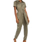 Bar III Women's Zip Front Jumpsuit Green Size Small