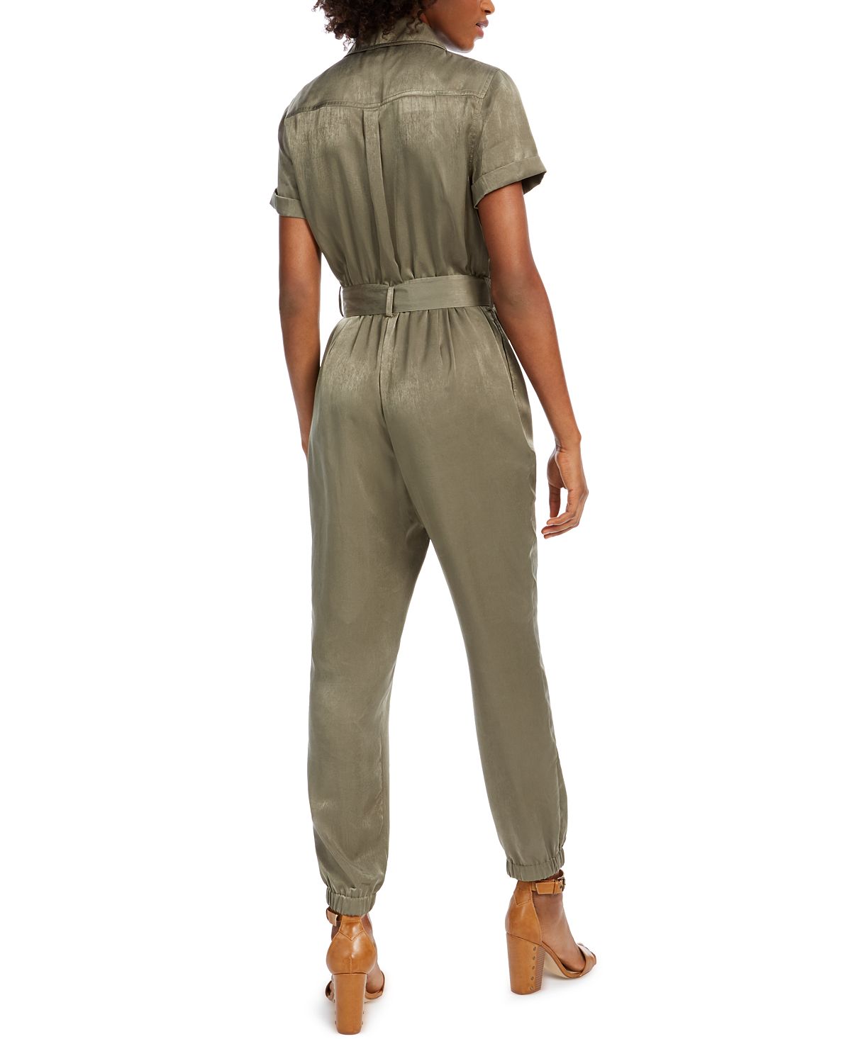 Bar III Women's Zip Front Jumpsuit Green Size Small