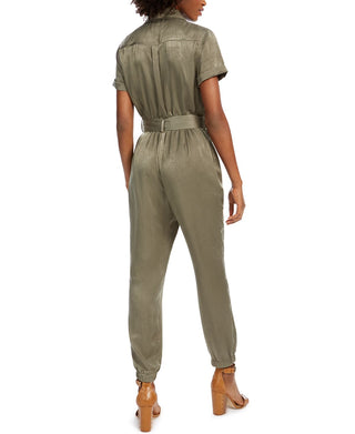 Bar III Women's Zip Front Jumpsuit Green Size Small