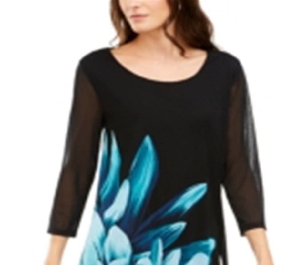 Alfani Women's Printed Sheer Tunic Black Size Small