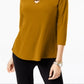 Alfani Women's Keyhole High Low Top Yellow Size Small