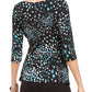 Alfani Women's Blue Printed Top Size Petite Small