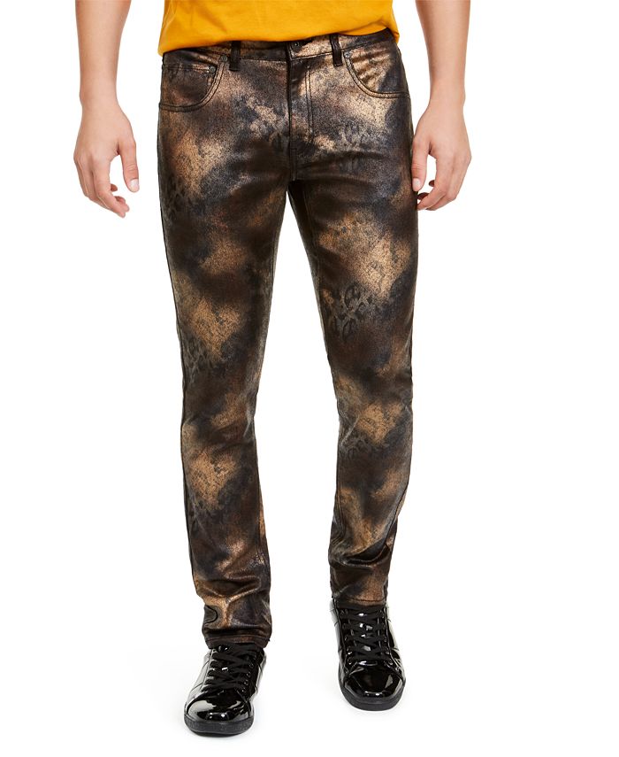 INC International Concepts Men's Spray Paint Skinny Jeans Black Size 40X30