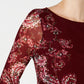 Charter Club Women's Floral Print Mesh Top Red Size Medium