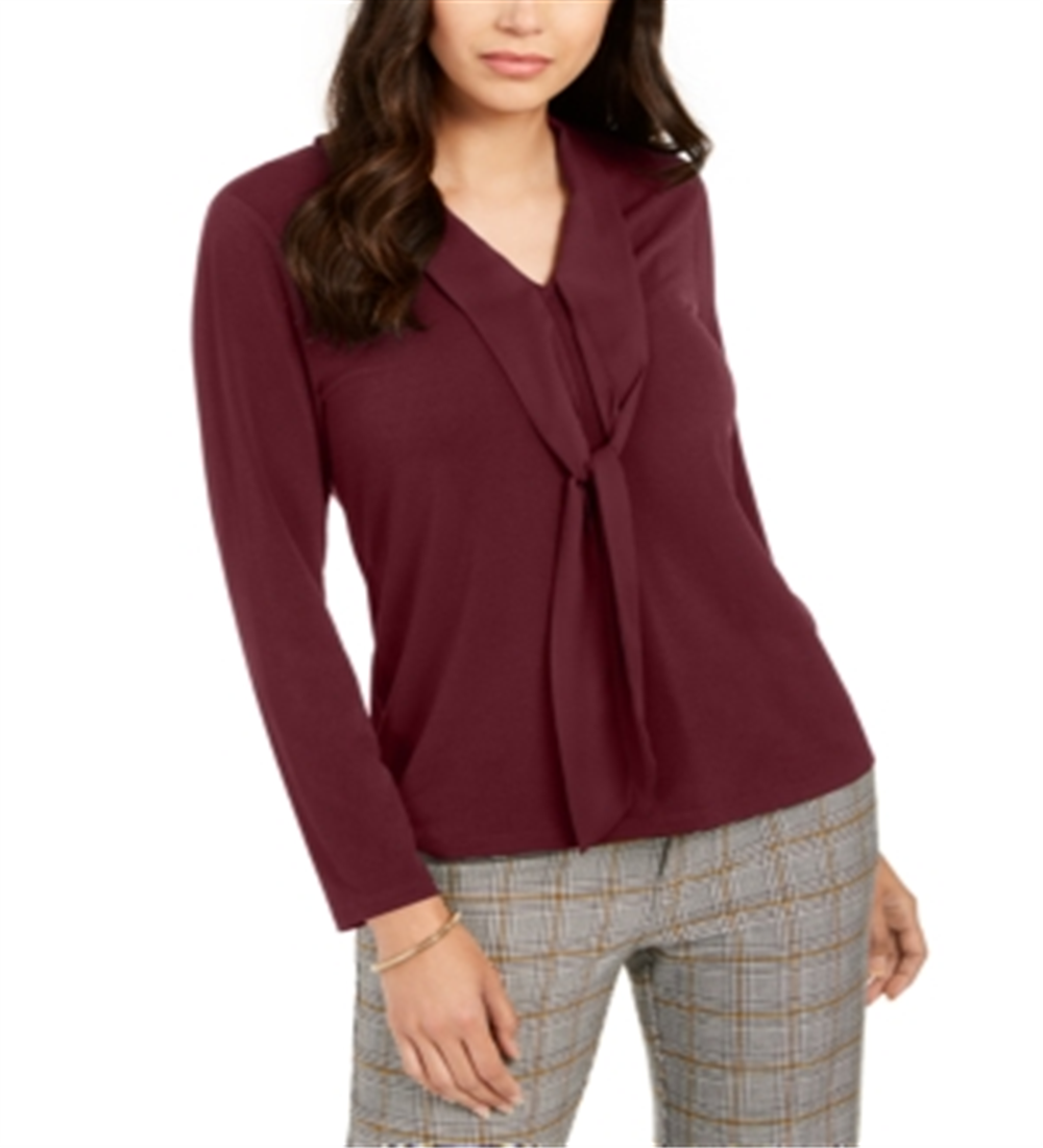 Charter Club Women's Woven Tie Top Red Size Large