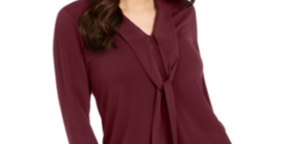 Charter Club Women's Woven Tie Top Red Size Large