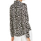 INC International Concepts Women's Giraffe Print Twist Front Blouse Black Size X-Small