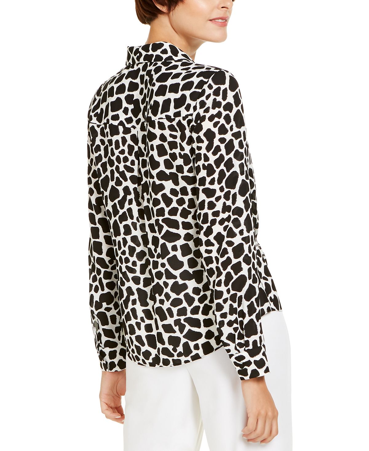 INC International Concepts Women's Giraffe Print Twist Front Blouse Black Size X-Small