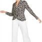 INC International Concepts Women's Giraffe Print Twist Front Blouse Black Size Medium