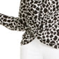 INC International Concepts Women's Giraffe Print Twist Front Blouse Black Size Medium
