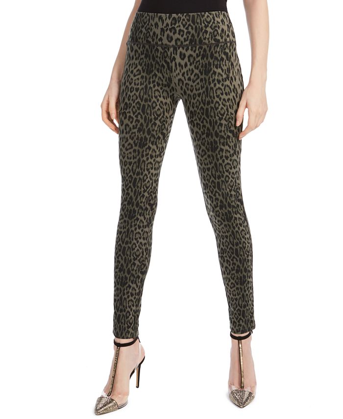 INC International Concepts Women's Animal Print Curvy Fit Skinny Pants Green Size 0
