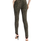 INC International Concepts Women's Animal Print Curvy Fit Skinny Pants Green Size 0