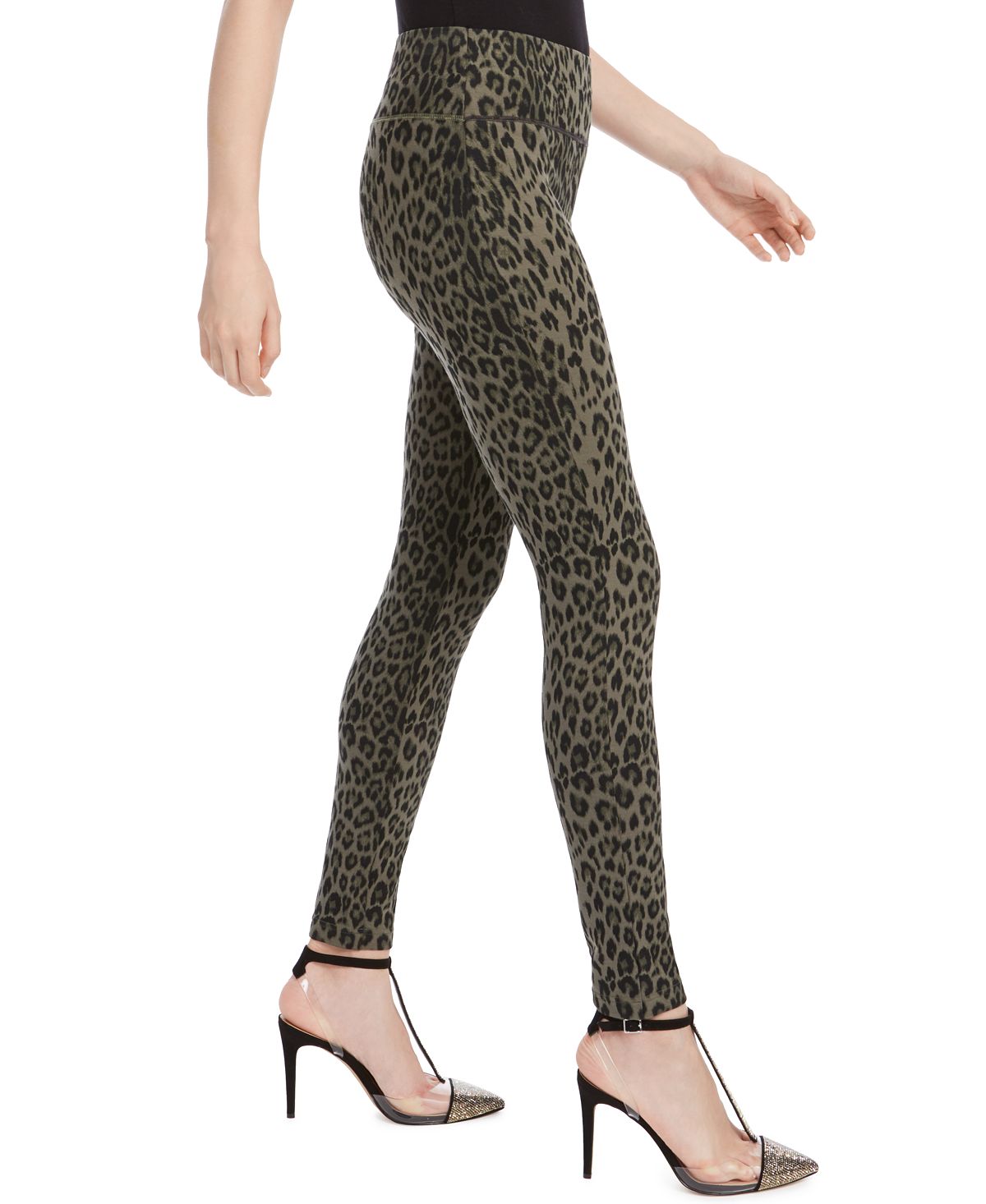 INC International Concepts Women's Animal Print Curvy Fit Skinny Pants Green Size 0