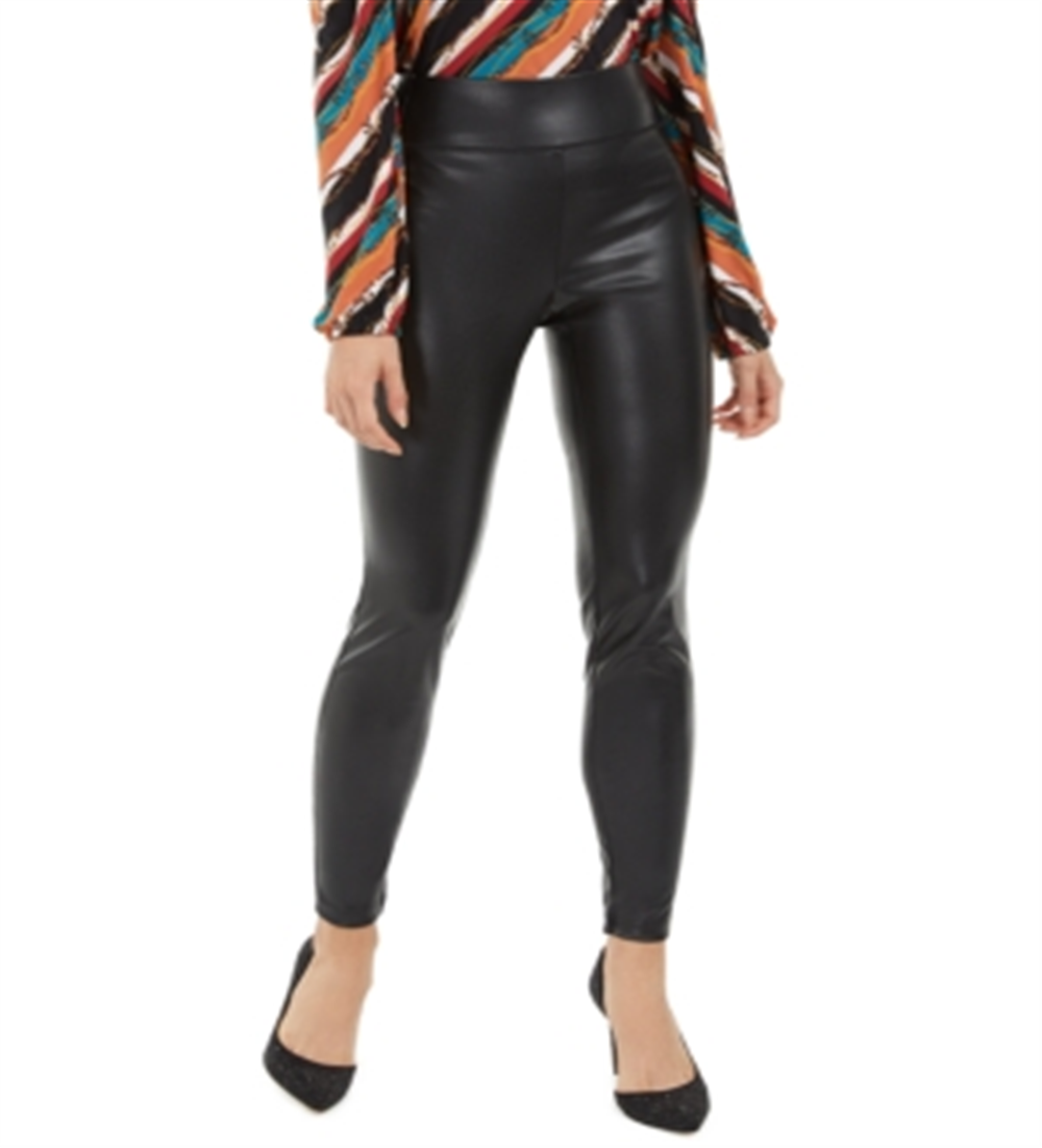 INC International Concepts Women's Faux Leather Skinny Pants Black Size 0