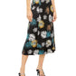 Alfani Women's Floral Print Faux Wrap Skirt Black Size 4
