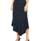 Alfani Women's Printed Asymmetrical Midi Skirt Blue Size 16