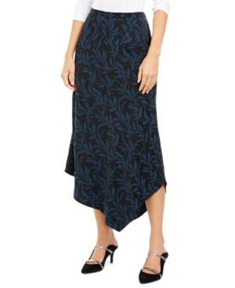 Alfani Women's Printed Asymmetrical Midi Skirt Blue Size 16