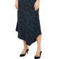 Alfani Women's Printed Asymmetrical Midi Skirt Blue Size 16