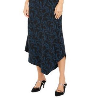 Alfani Women's Printed Asymmetrical Midi Skirt Blue Size 16