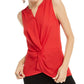 INC International Concepts Women's Sleeveless Twist Front Top Red Size X-Large