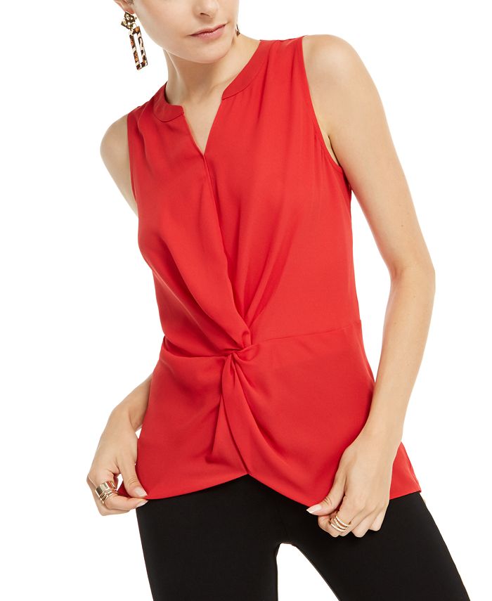 INC International Concepts Women's Sleeveless Twist Front Top Red Size X-Large